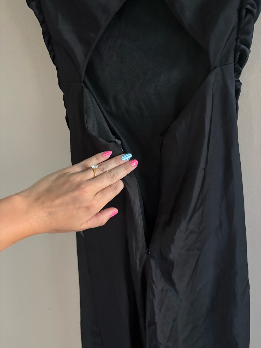 Lulus Effortlessly Sensational Black Satin Backless Maxi Dress Size Small Formal - Picture 8 of 9